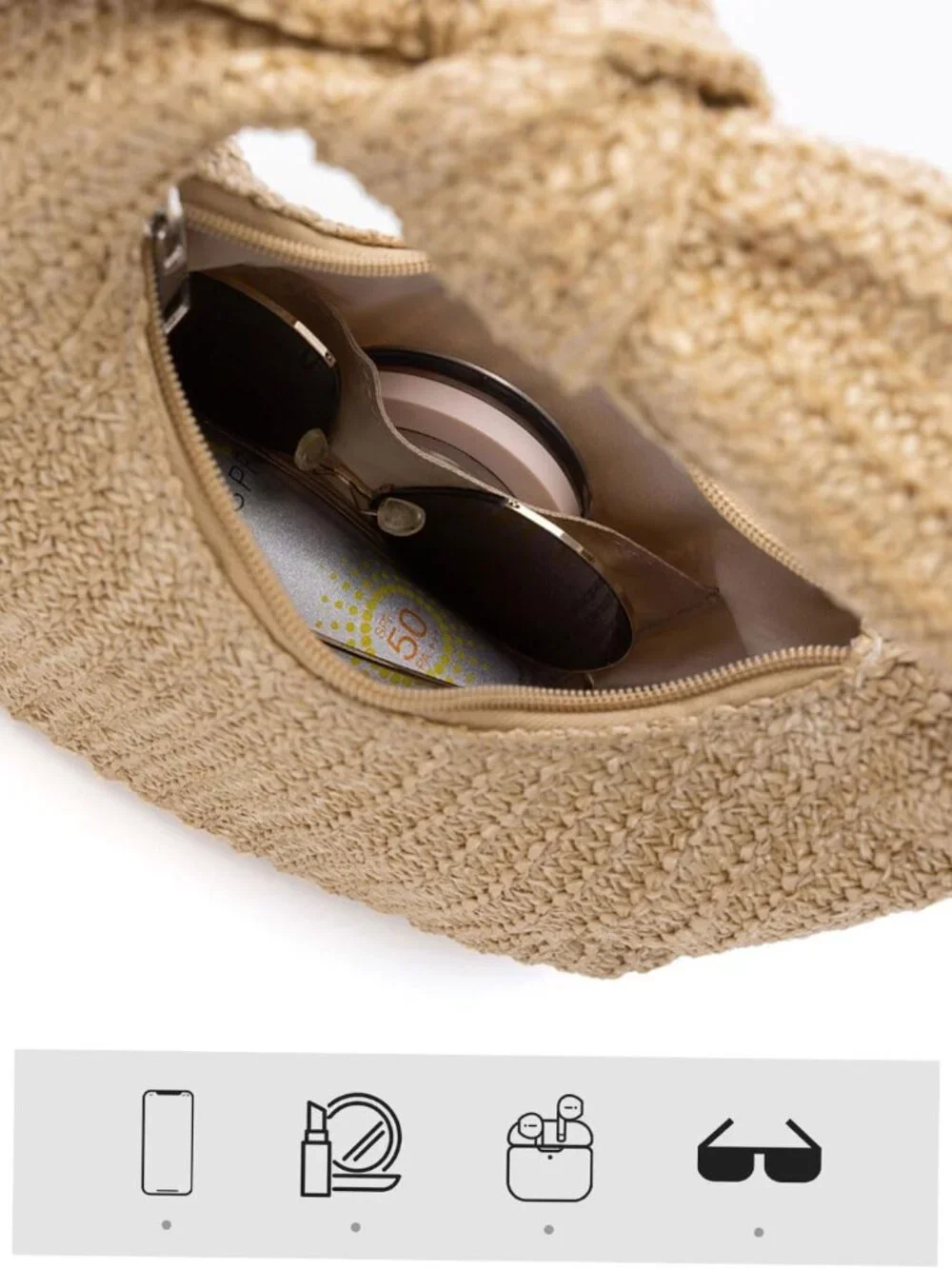 Women Straw Beach Clutch Purse Handbag Summer Elegant Vacation Style Shoulder Ba - Picture 6 of 8